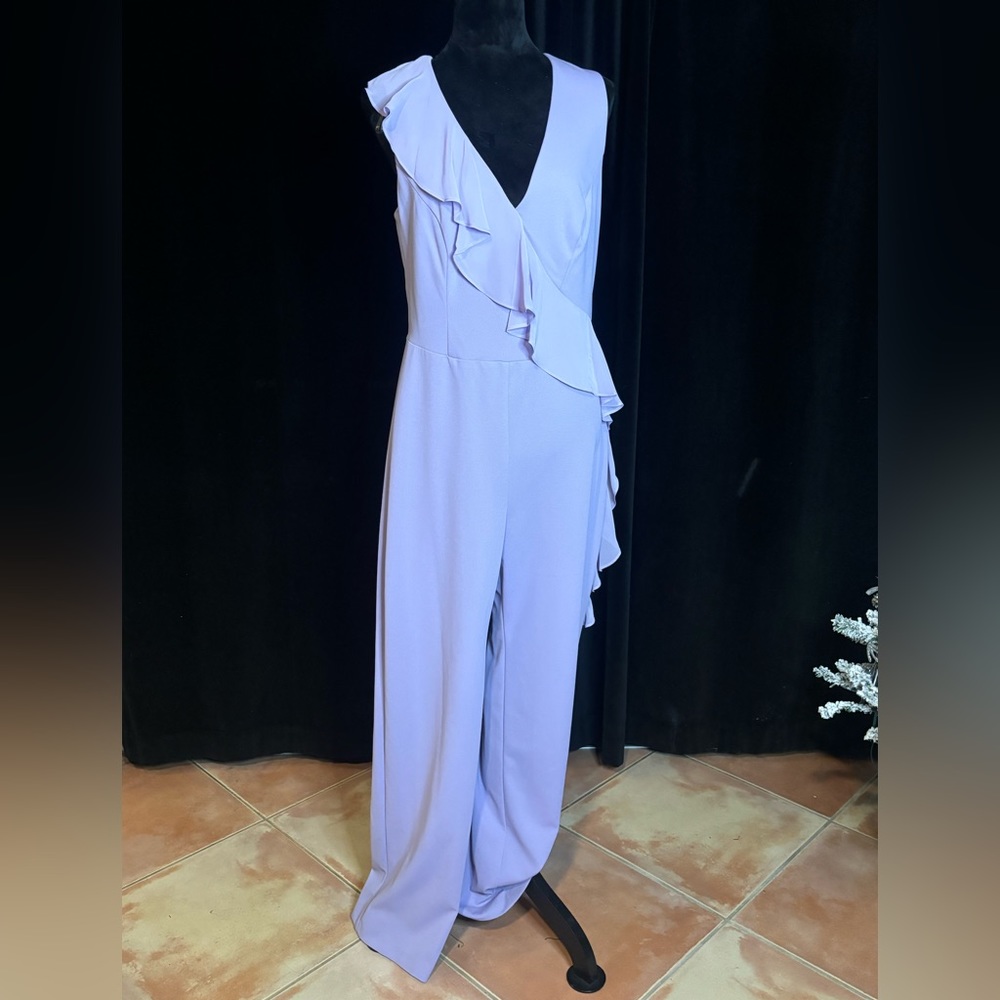 Purple ruffled jumpsuit